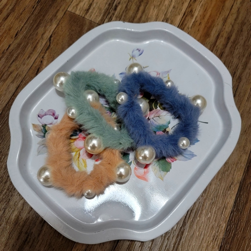 Scrunchies with pearl accents